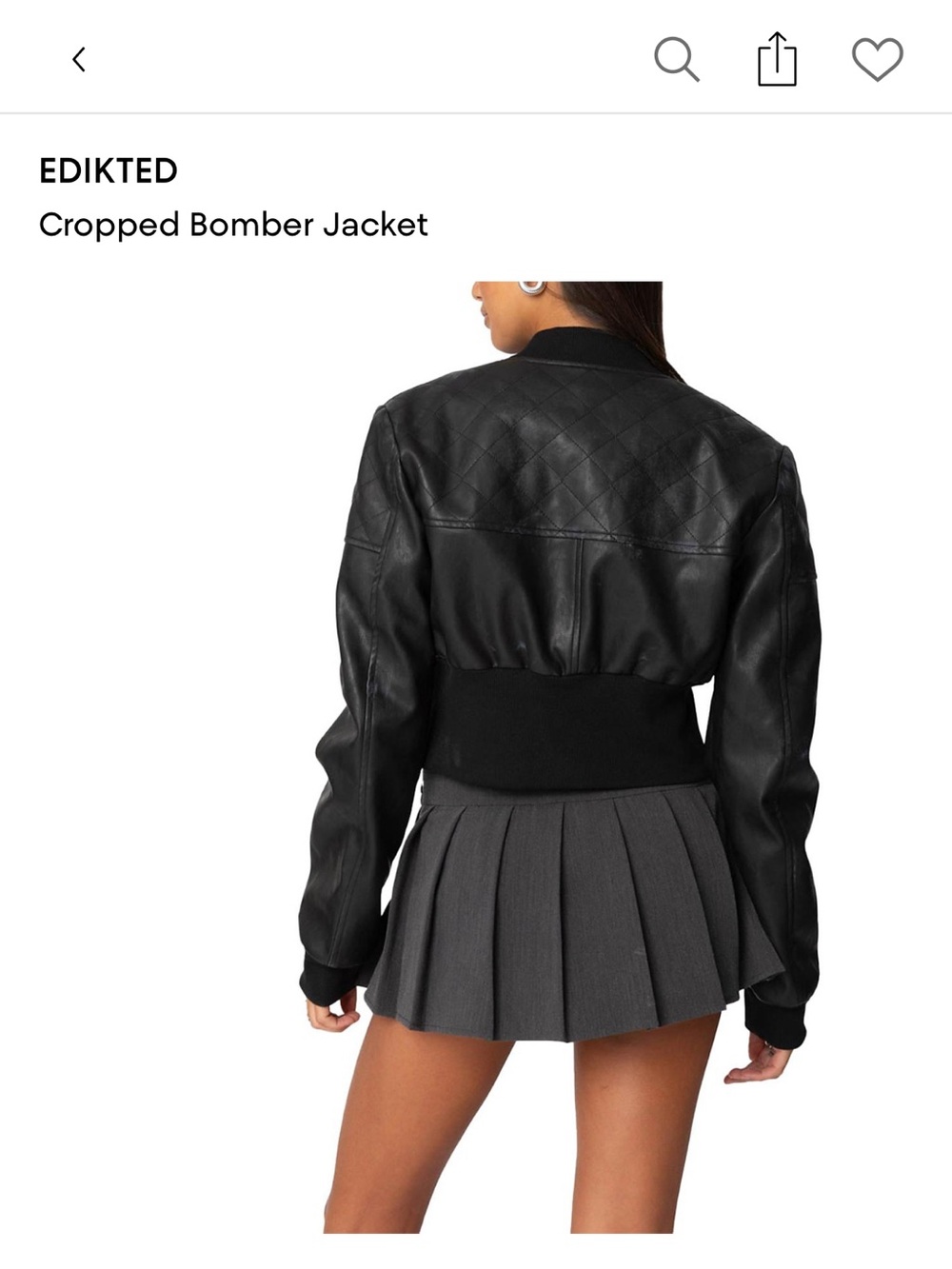 Edikted Black Quilted Cropped Bomber Jacket